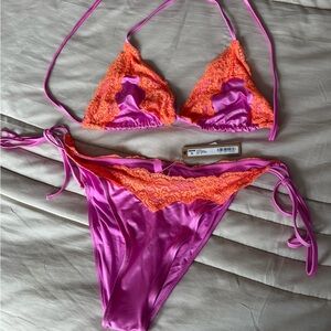 SKIMS Pink and Orange Bikini Swimwear